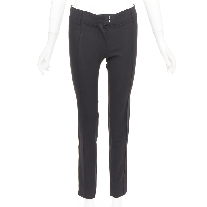 BALENCIAGA 2005 pleated front big belt loops tapered dress pants trousers FR36 S