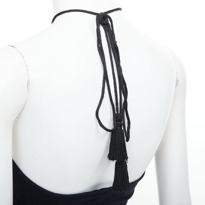 DOLCE GABBANA 2003 Vintage Atlanta graphic print black jersey halter top IT38 XS