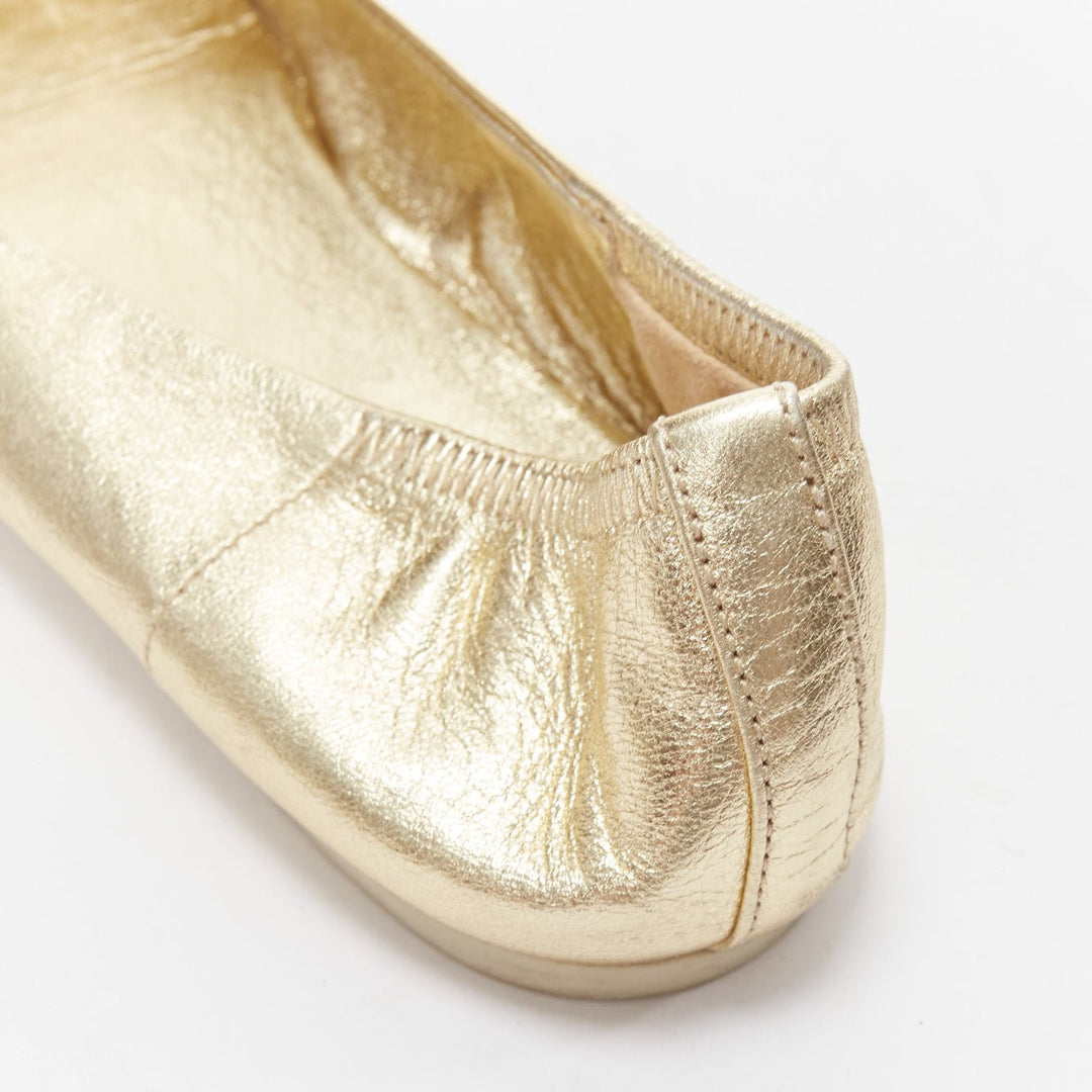 GUCCI metallic light gold Horsebit buckle round toe ballerina flats EU36