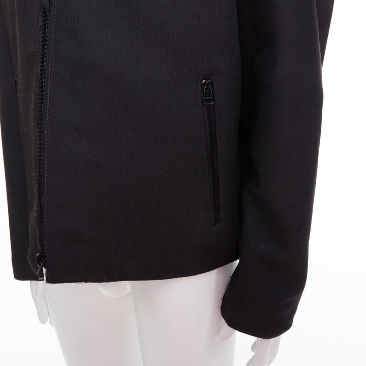 LANVIN grey wool blend stiff thick contrast lined hood jacket FR48 M