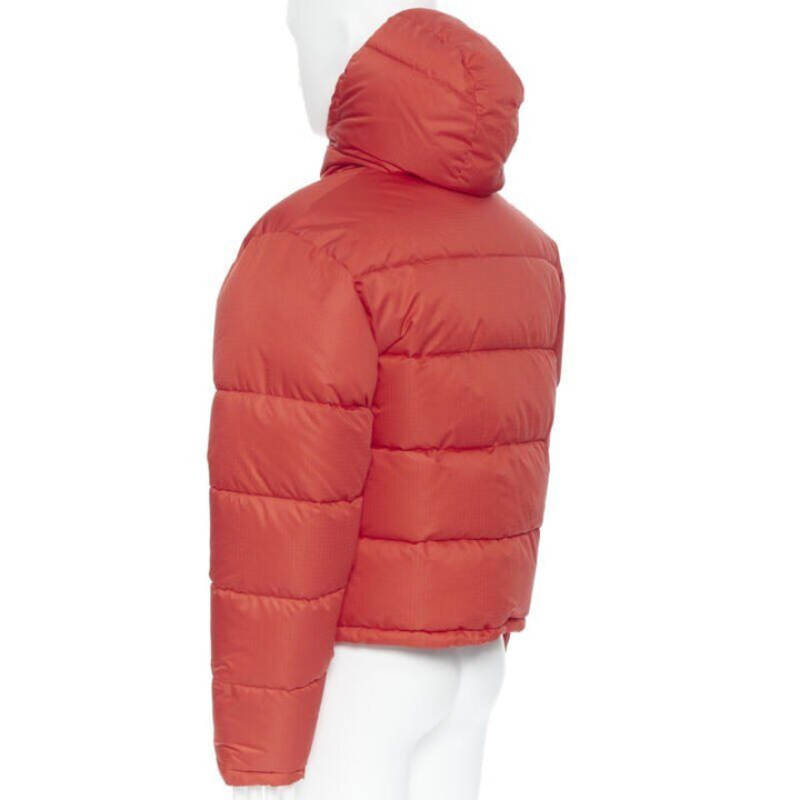 BALENCIAGA DEMNA red nylon logo cropped zip down puffer jacket EU48 M