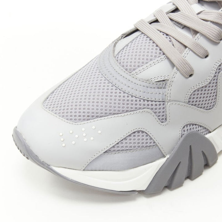 VERSACE Squalo grey leather mesh chunky sneakers K48 EU46 US13