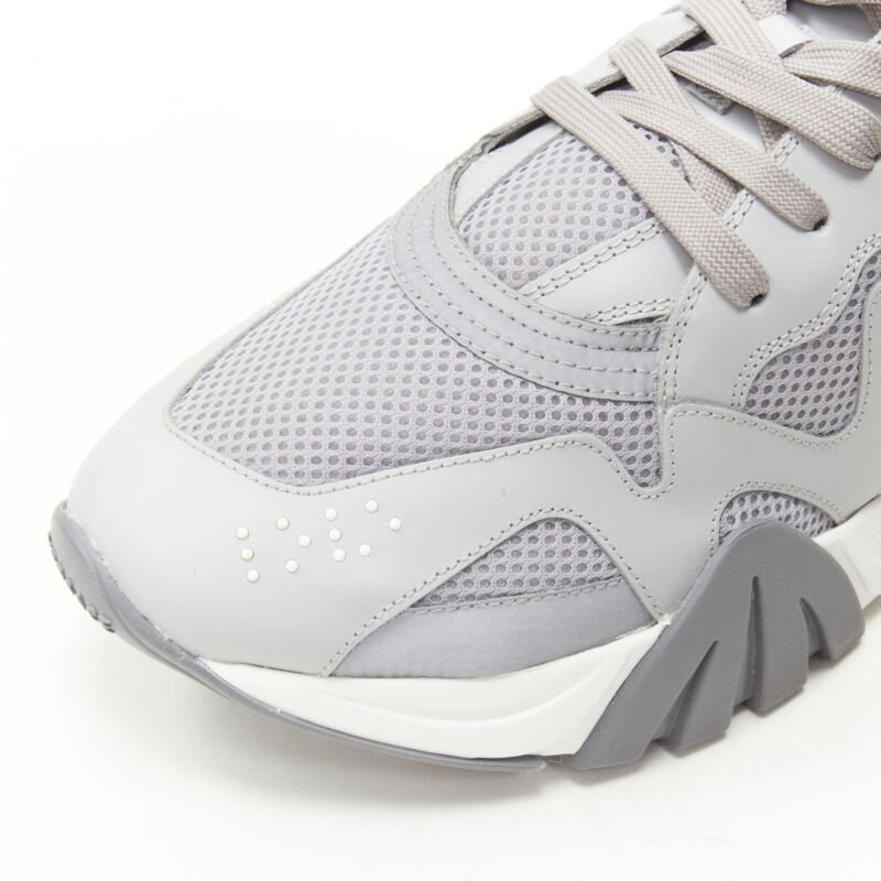 VERSACE Squalo grey leather mesh chunky sneakers K48 EU45 US12
