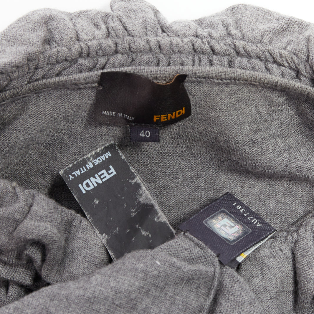 FENDI Vintage grey extrafine wool ruffle collar pleated sweater IT40 S