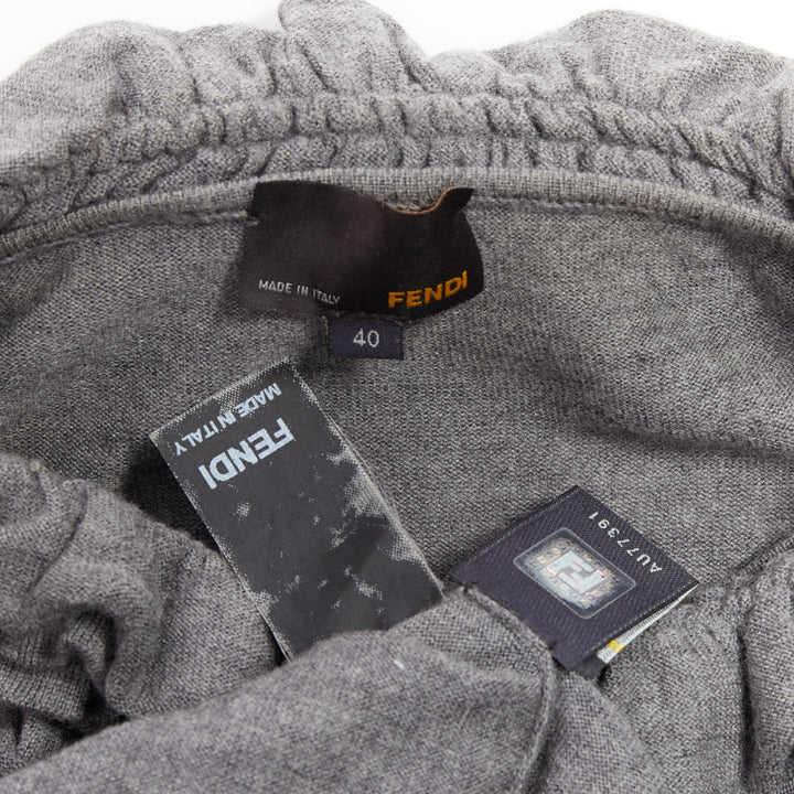 FENDI Vintage grey extrafine wool ruffle collar pleated sweater IT40 S