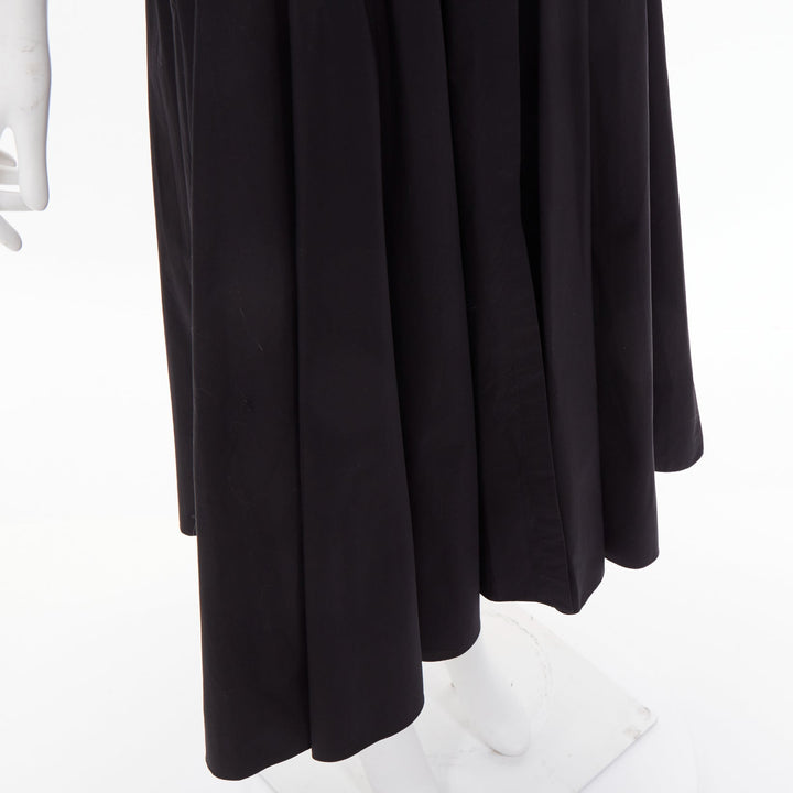 ALAIA 2023 belted leather trimmed black corset poplin casual A-line dress FR36 S