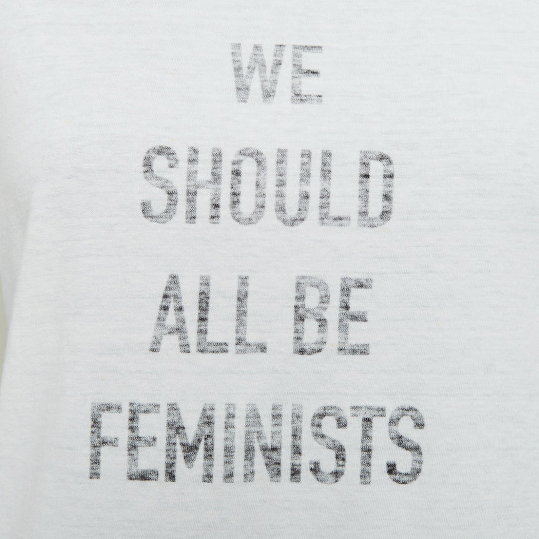 DIOR 2017 Runway We Should All Be Feminists ecru cotton linen t-shirt S