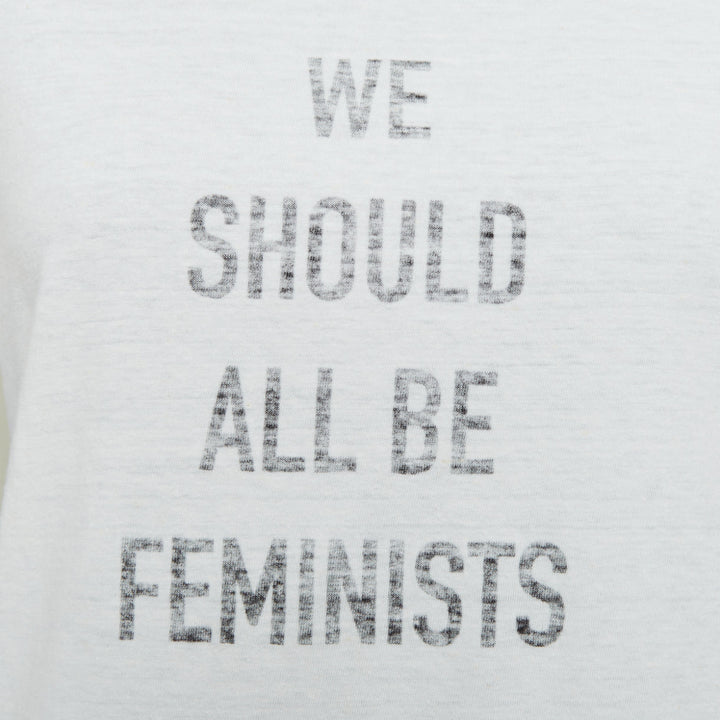 DIOR 2017 Runway We Should All Be Feminists ecru cotton linen t-shirt S
