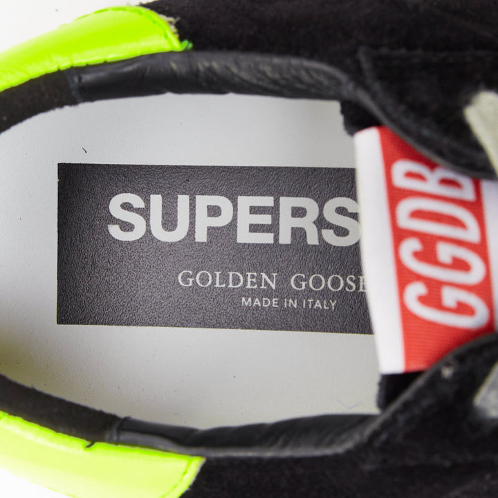 GOLDEN GOOSE GGDB SStar black neon green suede distressed sneakers EU37