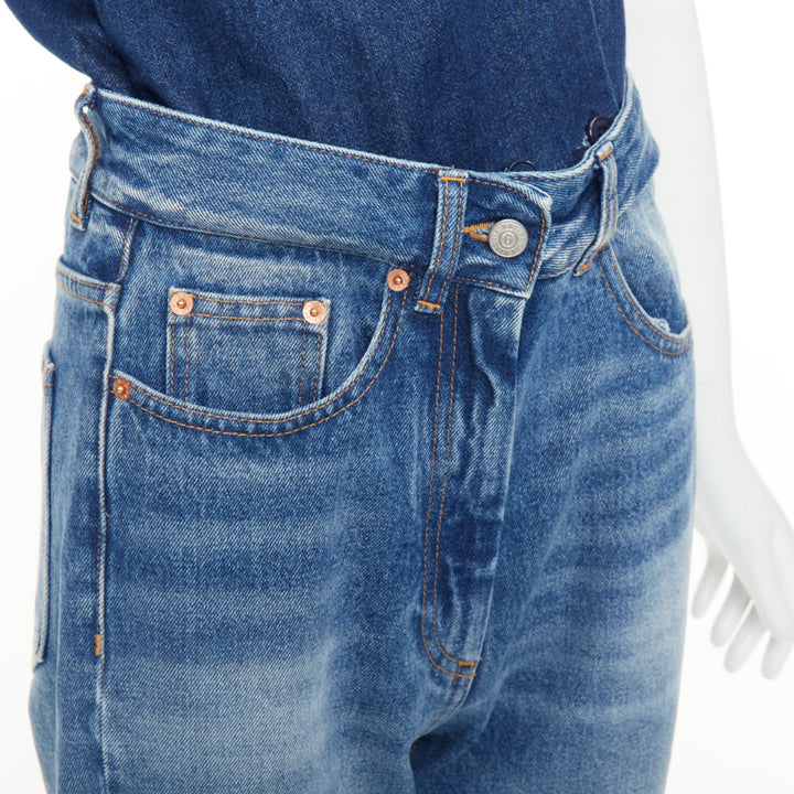 MM6 MAISON MARGIELA 2021 Runway Denim Salopette wrap flared jumpsuit IT40 S