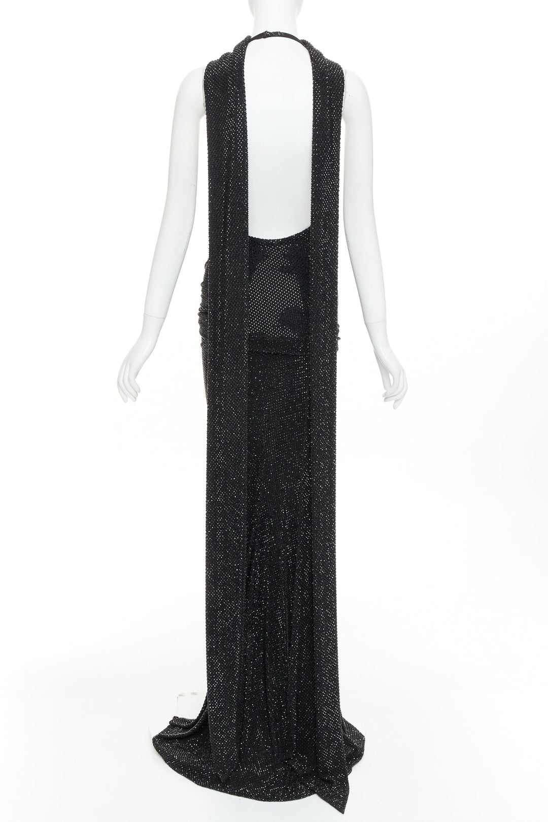 rare ALEXANDRE VAUTHIER COUTURE SS2020 Runway black strass crystal drape gown