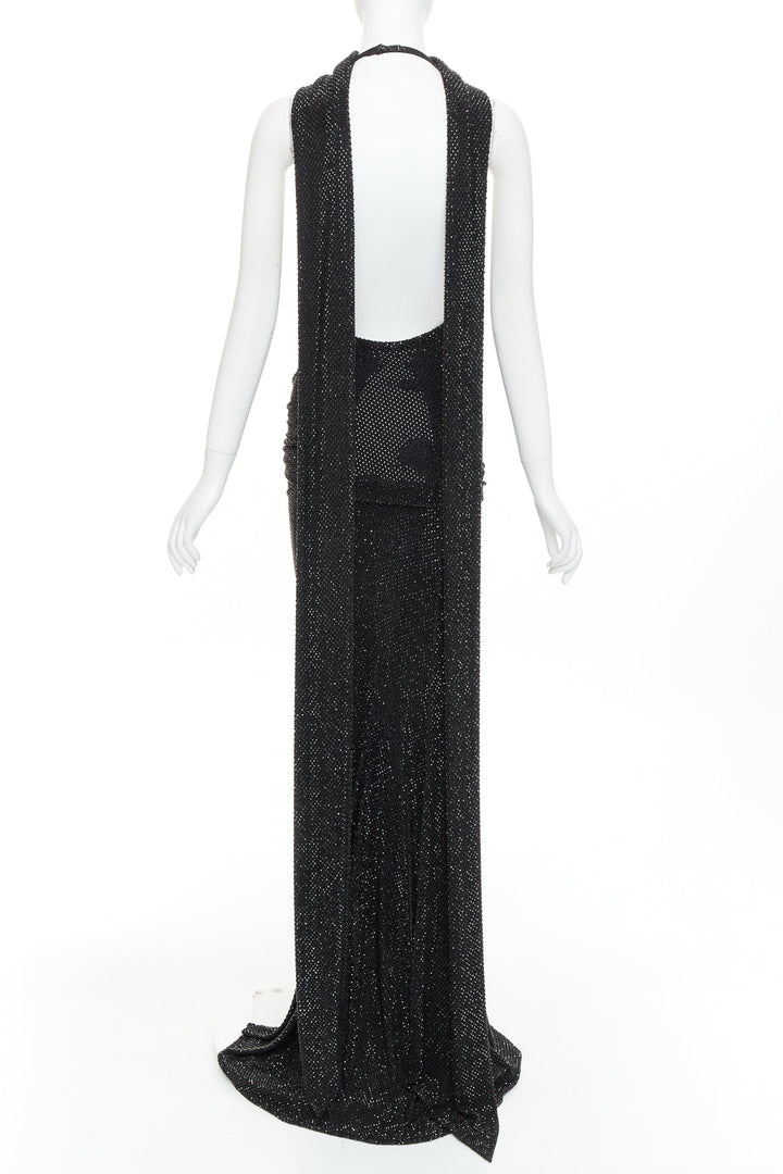 rare ALEXANDRE VAUTHIER COUTURE SS2020 Runway black strass crystal drape gown