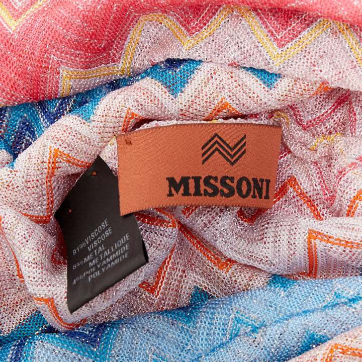 MISSONI 2021 lame viscose multicolor rainbow metallic lurex chevon turban hat