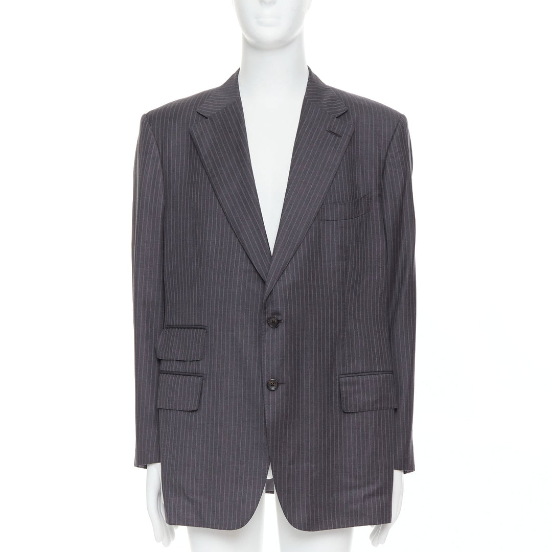 Male mannequin wearing Tom Ford by Tom Ford Grey Wool Men Blazers in Size IT58 | Available at JHROP