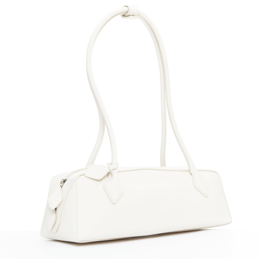 ALAIA Le Teckel Medium off white goat leather long handle east west shoulder bag