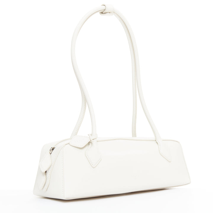 ALAIA Le Teckel Medium off white goat leather long handle east west shoulder bag