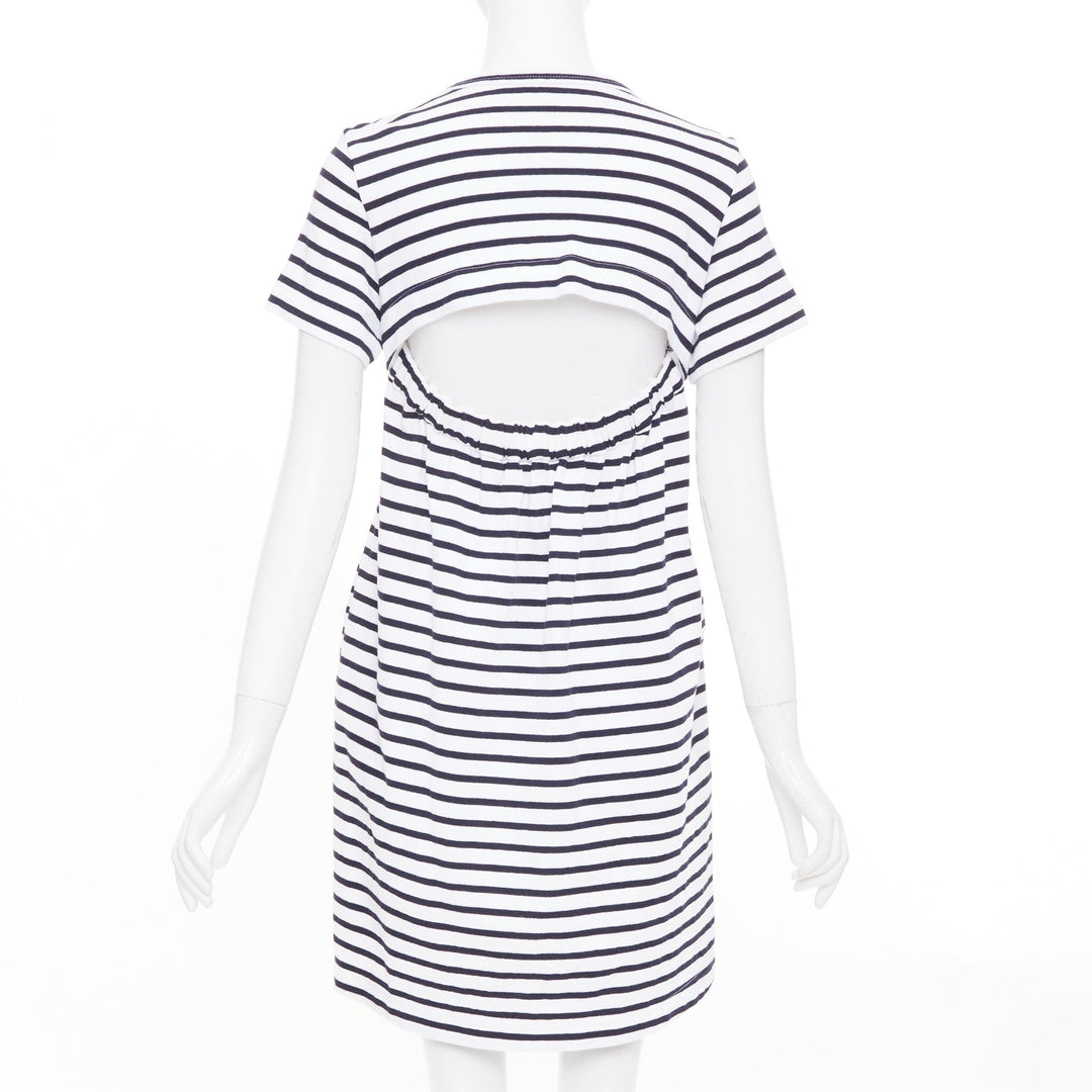 SACAI 2018 striped cut out back poplin panel asymmetric apparel dress JP2 M