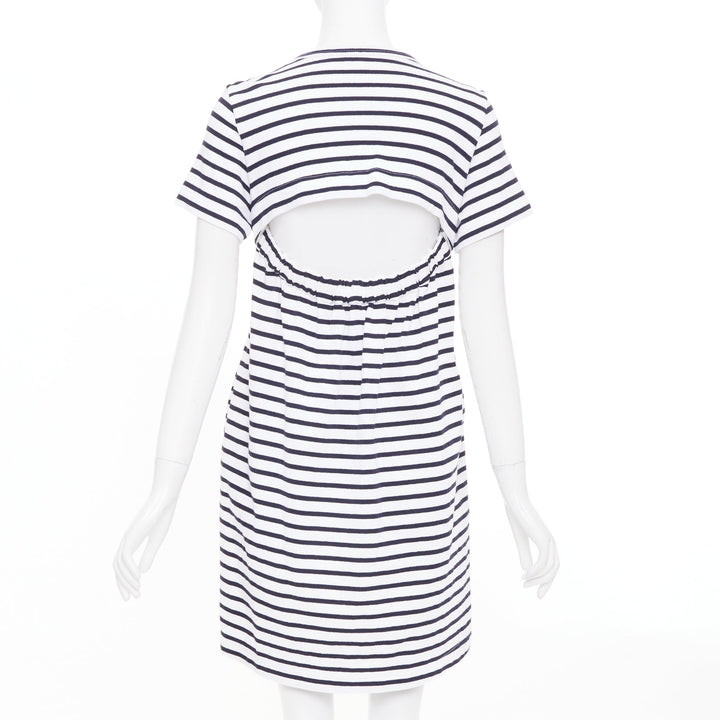 SACAI 2018 striped cut out back poplin panel asymmetric apparel dress JP2 M