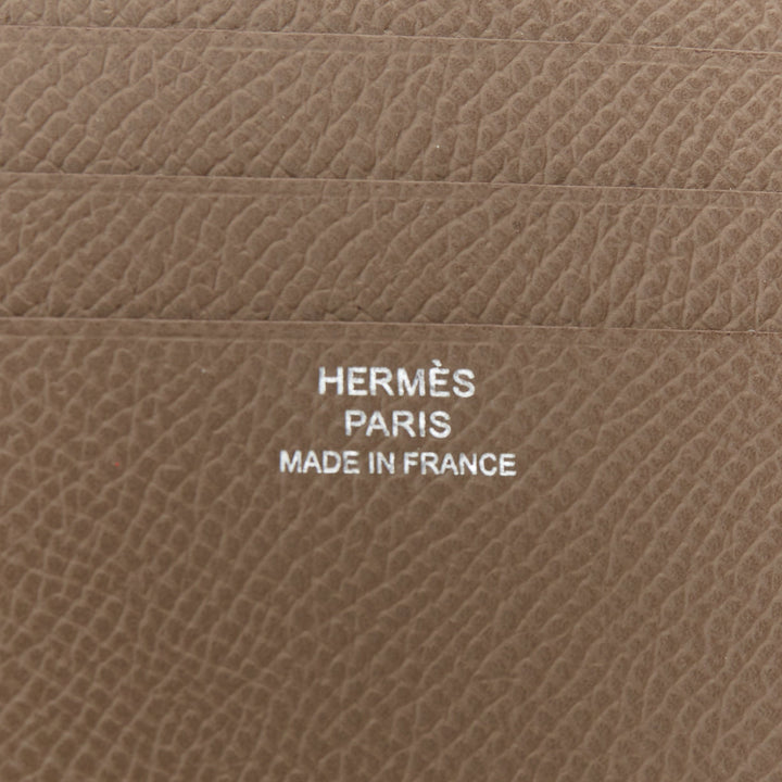 HERMES MC2 Copernic etoupe Epsom leather white contrast stitch bifold wallet PM