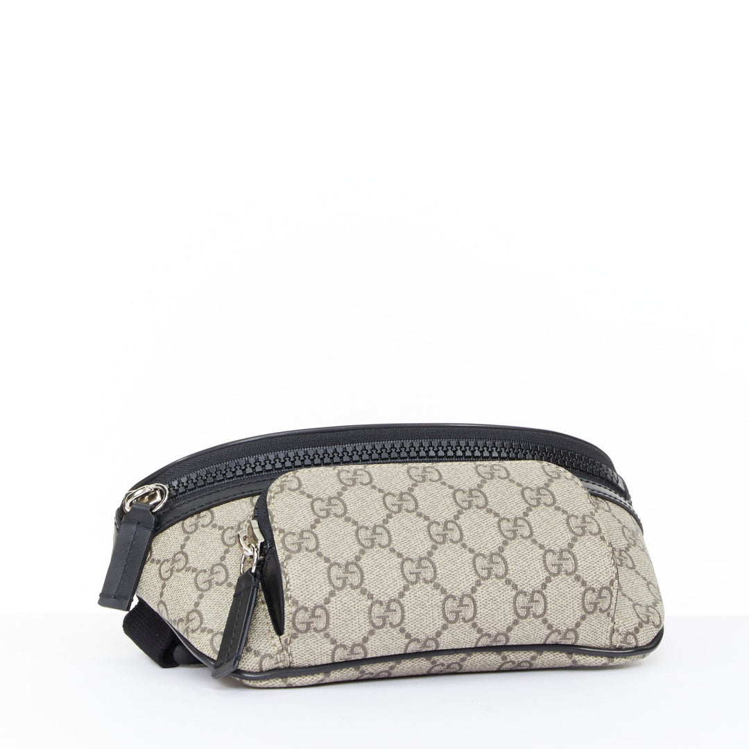 GUCCI Eden Supreme GG monogram canvas black leather belt bag