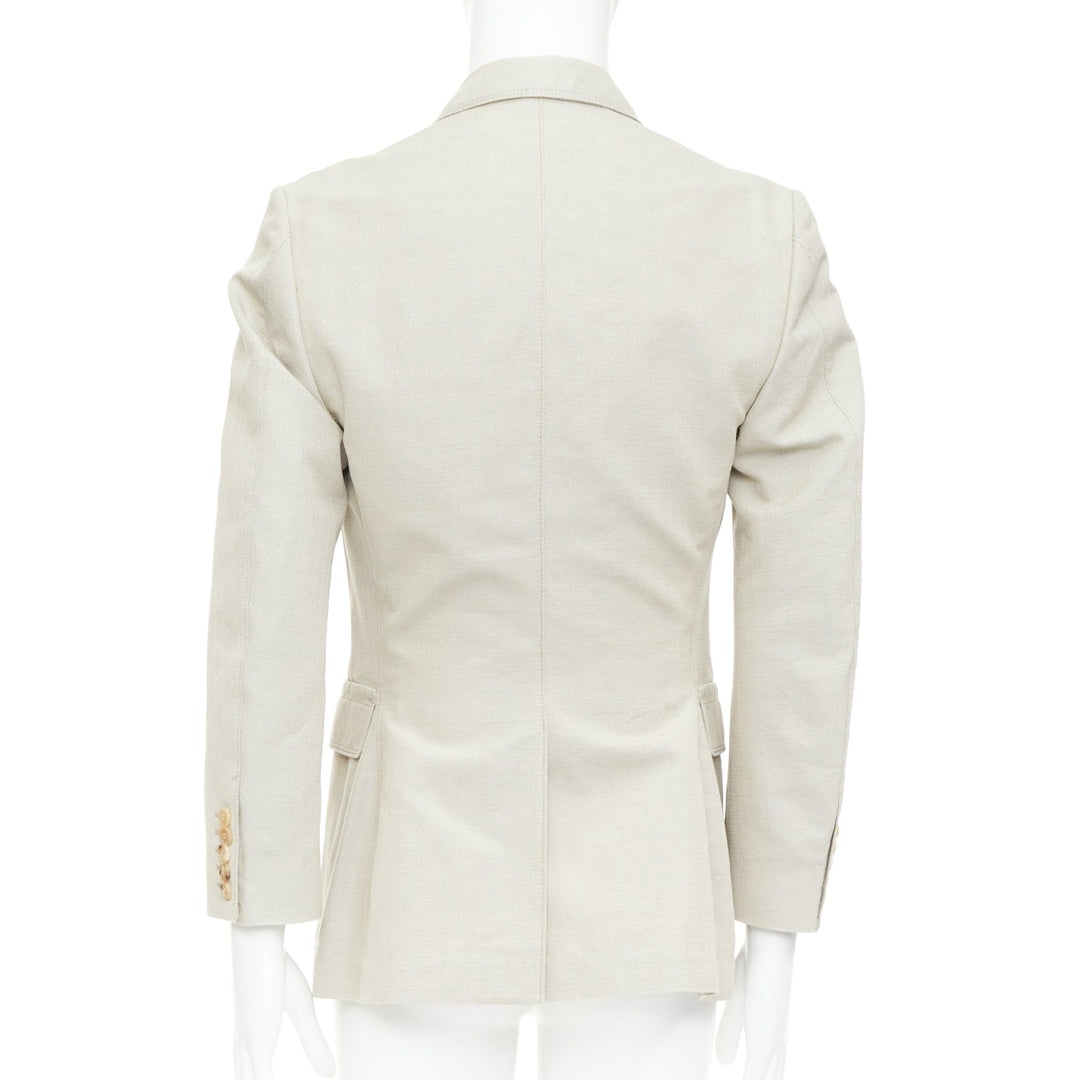 GUCCI Vintage stone cotton mohair single breasted pocket blazer jacket IT52 L