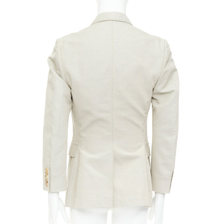 GUCCI Vintage stone cotton mohair single breasted pocket blazer jacket IT52 L