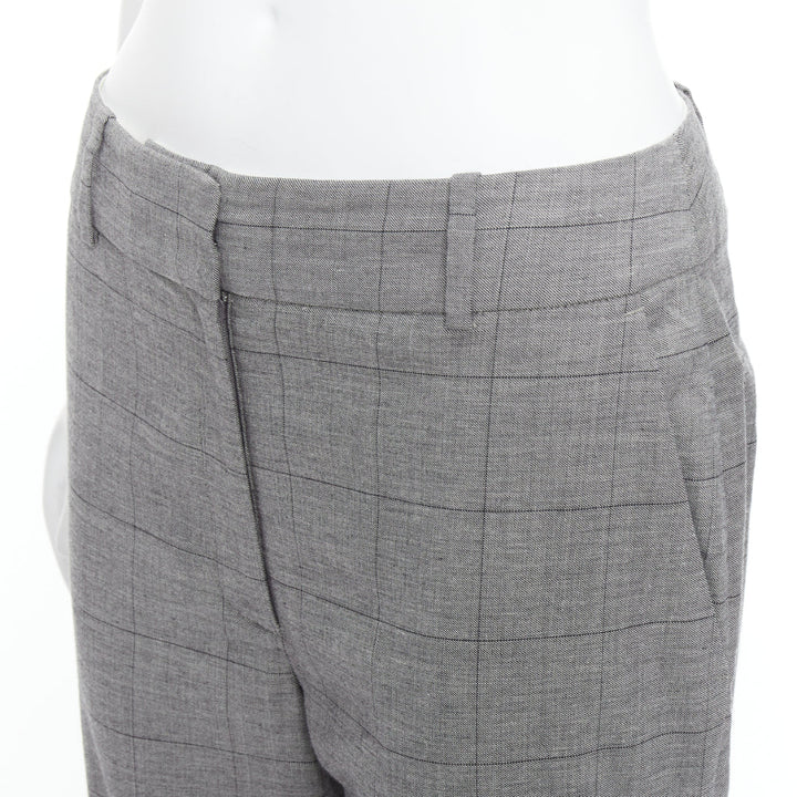 MONSE grey wool  contrast checkered turn up hem trousers US2 S