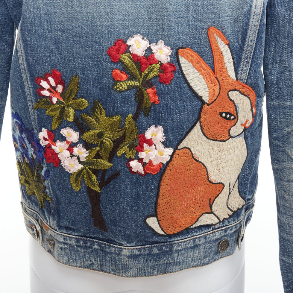 GUCCI HOLLYWOOD bunny blue washed denim jacket IT40 S