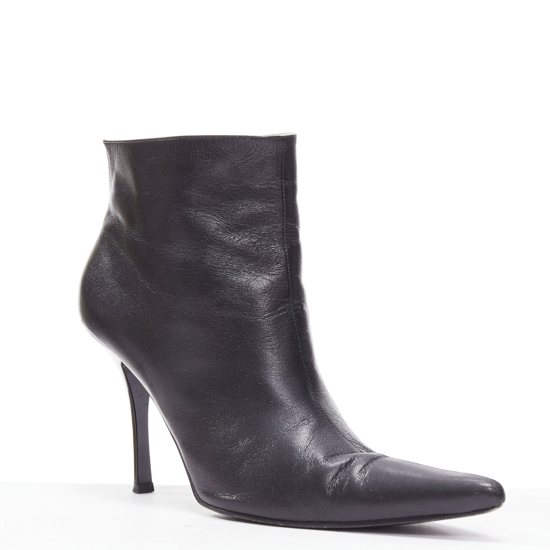 OLD CELINE Phoebe Philo black leather ankle bootie heels EU38.5