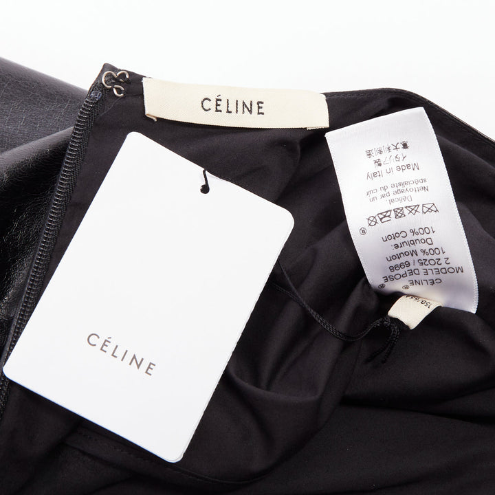 CELINE Phoebe Philo black light sheepskin leather topstitched skirt FR34 XS