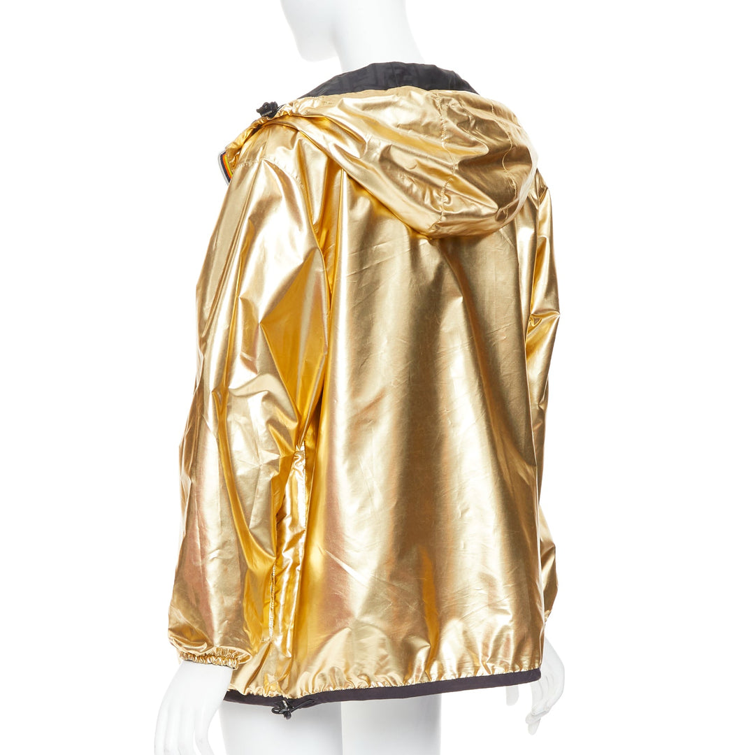 FENDI K-WAY metallic gold black FF reversible waterproof windbreaker S