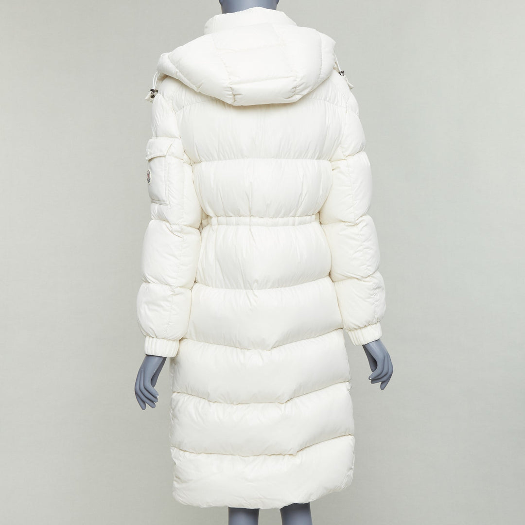 MONCLER Cavettaz Giubbotto off white goose down long puffer coat Sz1