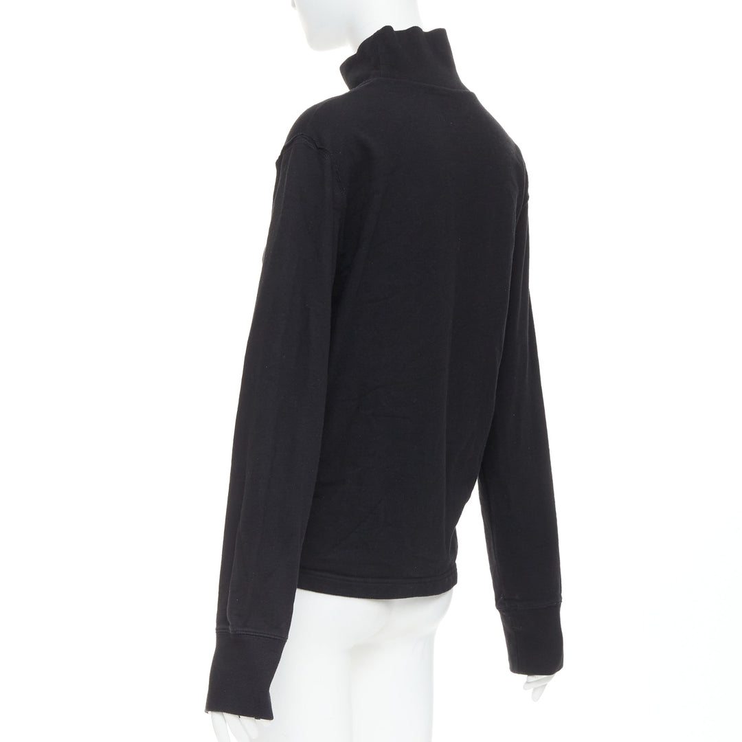 BALENCIAGA Demna 2020 black fleece lined distressed inside out turtleneck top M