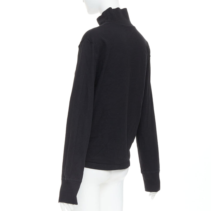 BALENCIAGA Demna 2020 black fleece lined distressed inside out turtleneck top M