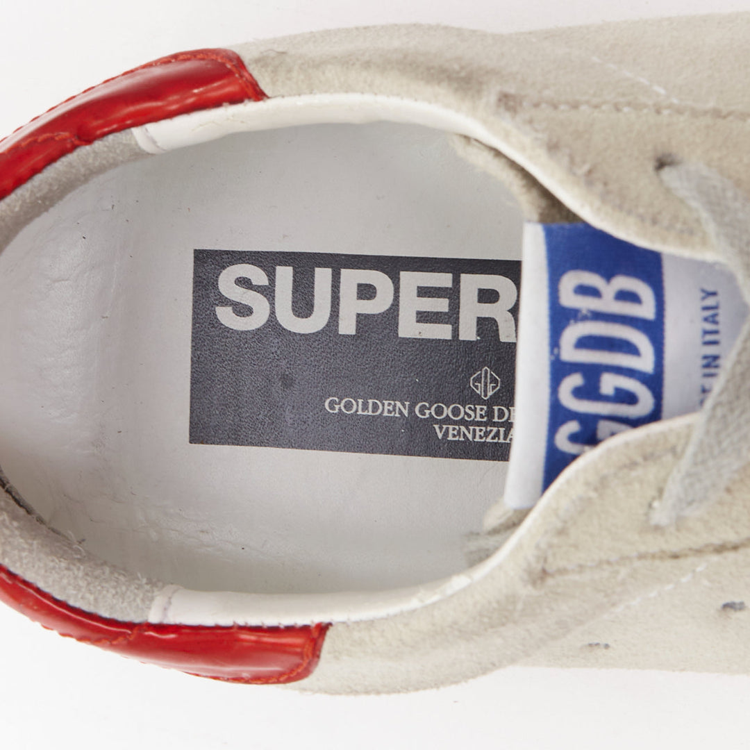 GOLDEN GOOSE SuperStar grey suede red metallic trim star distressed sneaker EU38