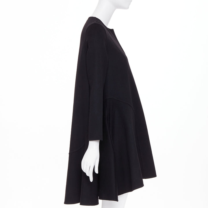 DIOR black  lightweight double faced 100% cashmere flared hem coat FR34 XS
