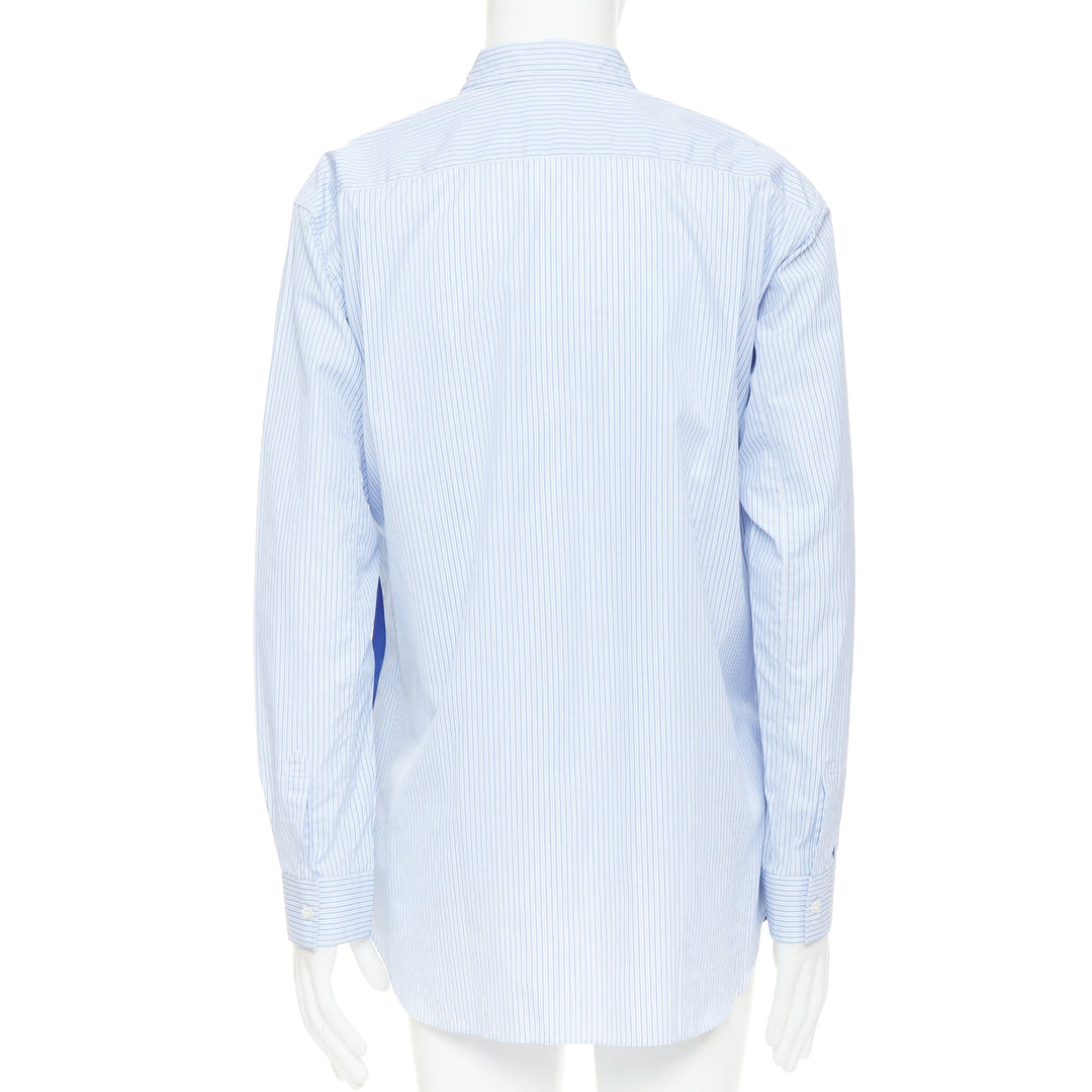 COMME DES GARCONS SHIRT blue cotton cage applique patchwork shirt L