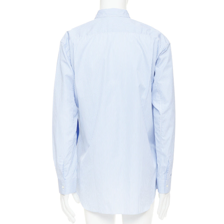 COMME DES GARCONS SHIRT blue cotton cage applique patchwork shirt L