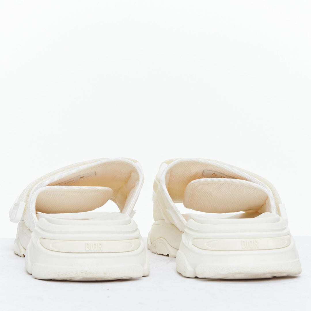 CHRISTIAN DIOR D-Wander cream CD logo chunky technical slides EU38