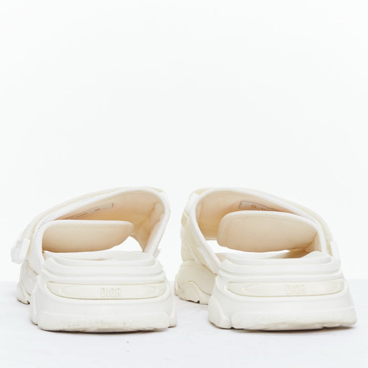 CHRISTIAN DIOR D-Wander cream CD logo chunky technical slides EU38