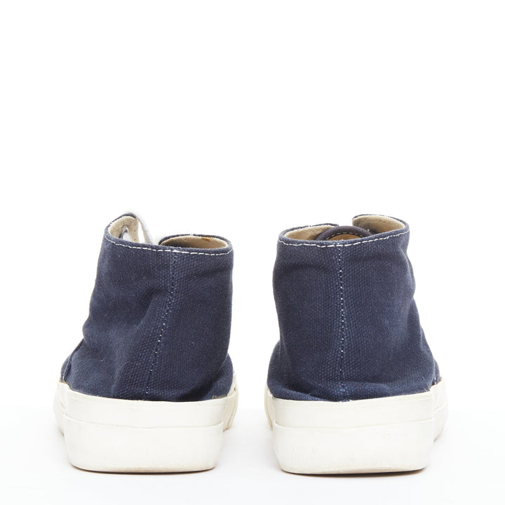 COMME DES GARCONS Homme navy canvas mid top skate sneakers EU39