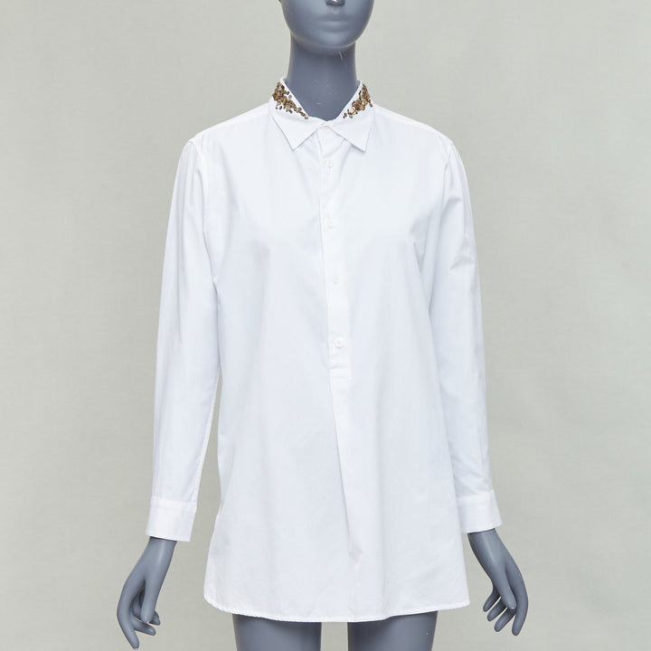 Y'S YOHJI YAMAMOTO white gold sequinned collar popover shirt JP1 S