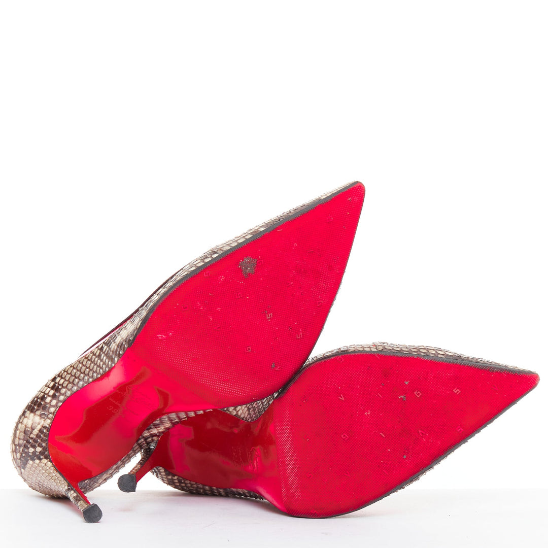 CHRISTIAN LOUBOUTIN Paulina hot pink PVC scaled leather contrast pumps EU39.5