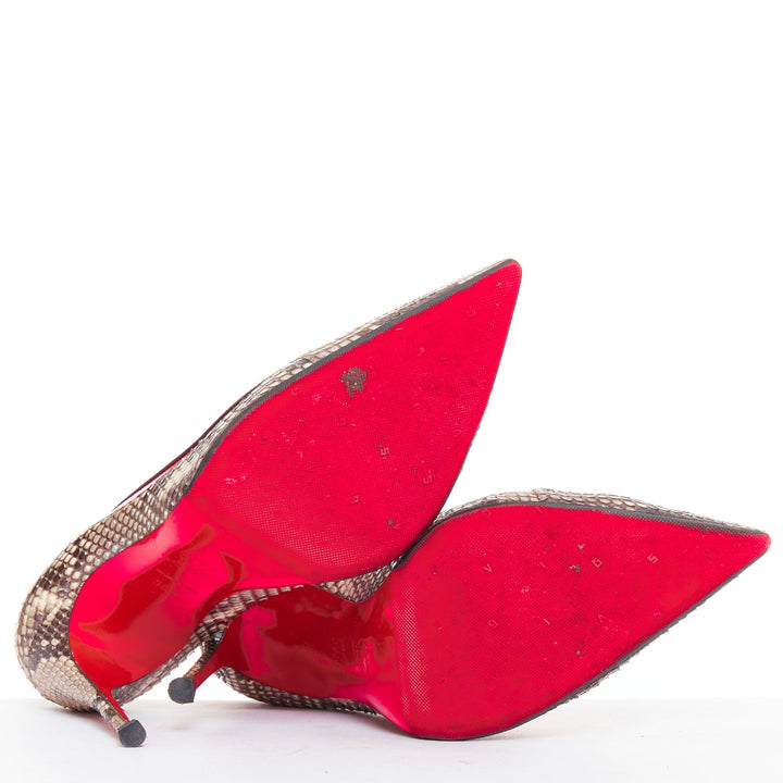 CHRISTIAN LOUBOUTIN Paulina hot pink PVC scaled leather contrast pumps EU39.5