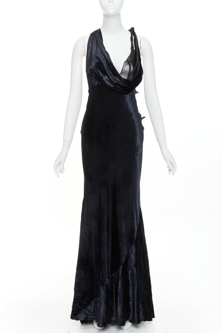 ALEXANDRE VAUTHIER COUTURE black velvet sheer panel mermaid gown