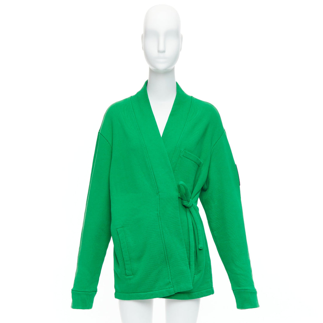 AMBUSH WKSP Kimono Sweatshirt green cotton black rubber logo sleeve tie jacket S