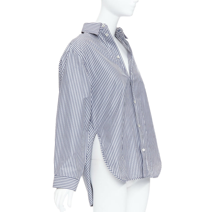 BALENCIAGA Demna 2016 grey cream striped 3D drop back shirt FR34 XS