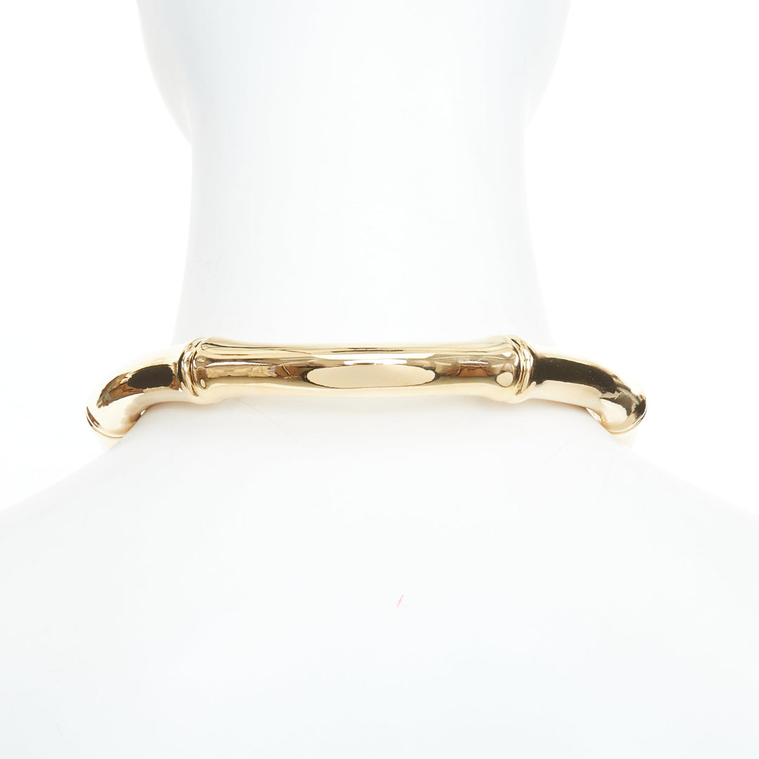 GUCCI 2025 Runway Ancora bamboo motif yellow gold tone brass choker necklace