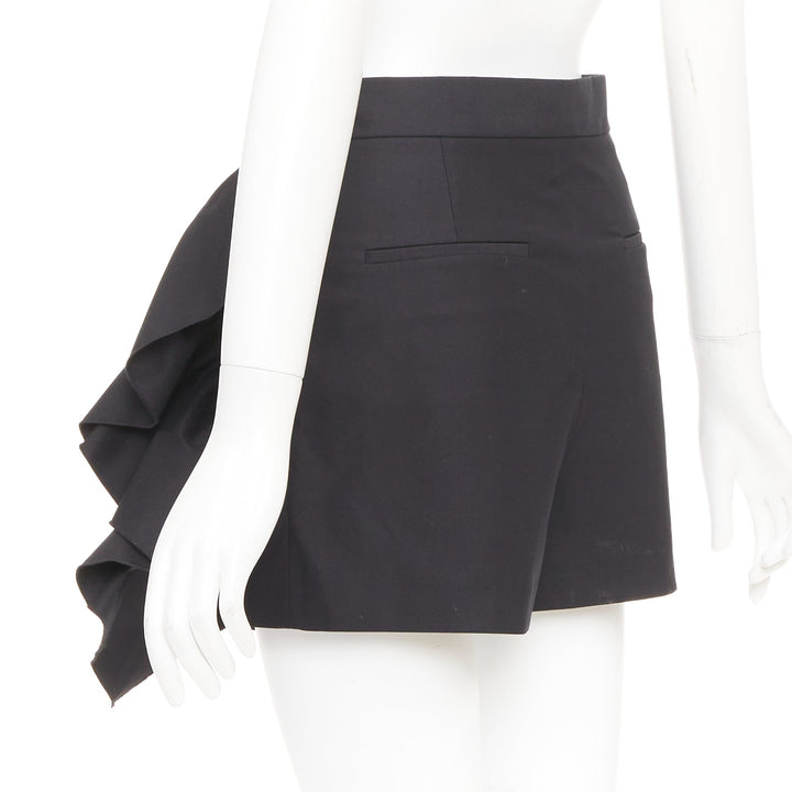 RED VALENTINO 2019 black high waisted side ruffle drape trim mini skorts IT38 XS