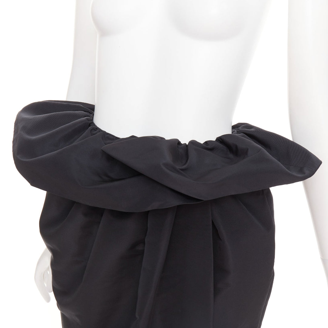 ALEXANDRE VAUTHIER COUTURE black taffeta voluminous peplum side split skirt